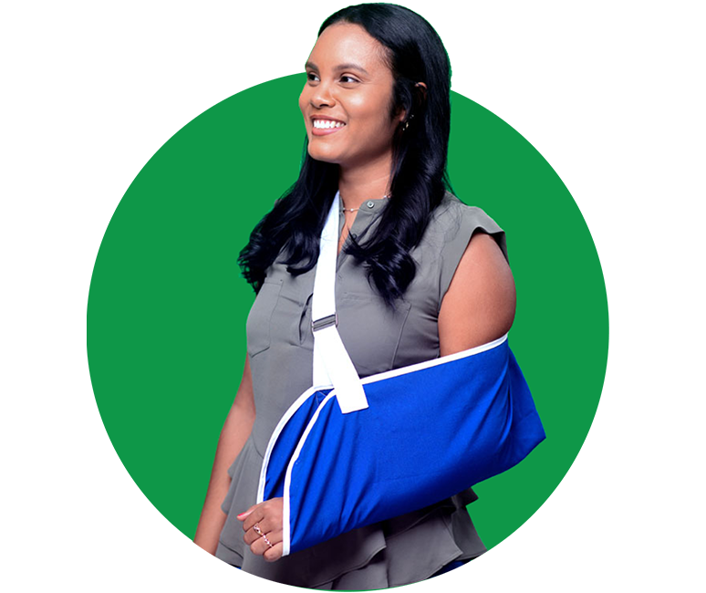 Woman with arm in sling